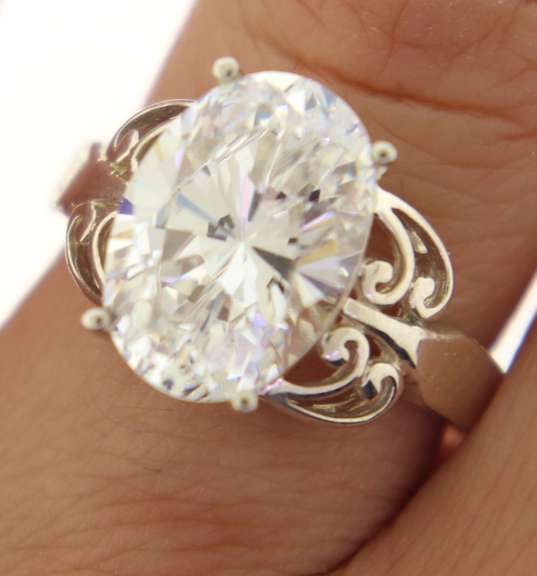 Sterling Silver Oval Cz Ring