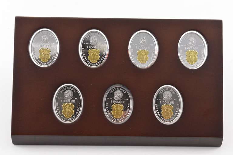 2013 Niue $1 .999 Silver Proof With Gilding 7 Coin Set Box & COA