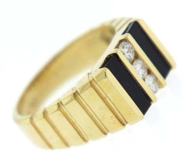 Gent's Black Onyx and Diamond Ring