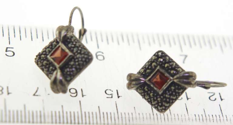 Sterling Silver Red Spinel Earrings
