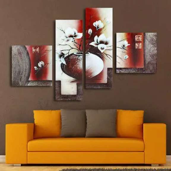 4pcs Flower Vase Paintings Picture Wall Hanging