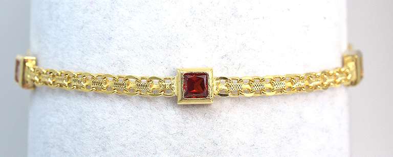 Multi-Stone Fancy Link Bracelet in 14KT Yellow Gold