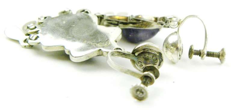 Early Mexican Sterling Amethyst Earrings
