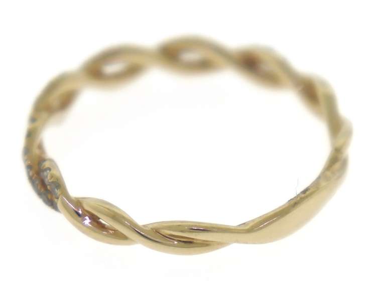 Shimmering 14kt YG Twisted Openwork Diamond Band