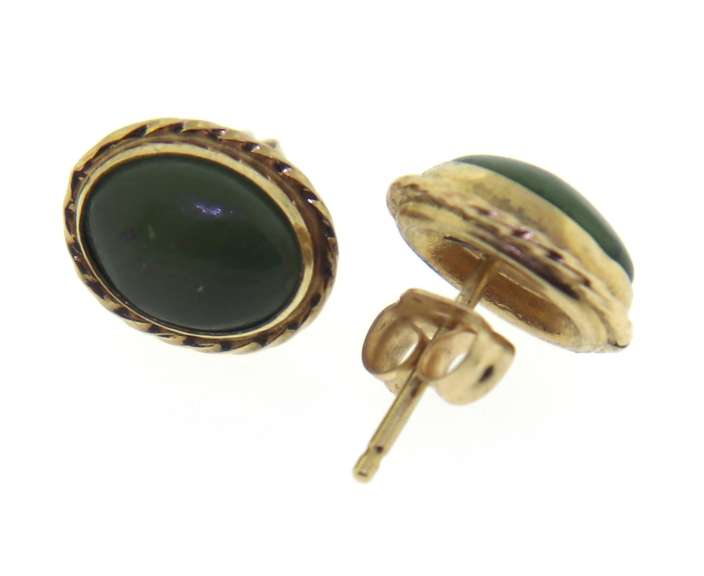 Pretty Green Jade Stud Earrings