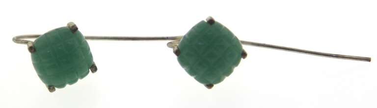 Sterling Silver Carved Jade Earrings