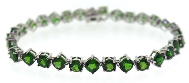 Sterling Silver Green Tourmaline Tennis Bracelet