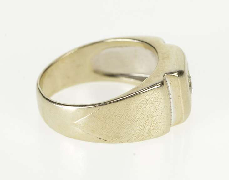 14K Yellow Gold 0.36 Ct Men's Diamond Retro Solitaire Wedding Ring