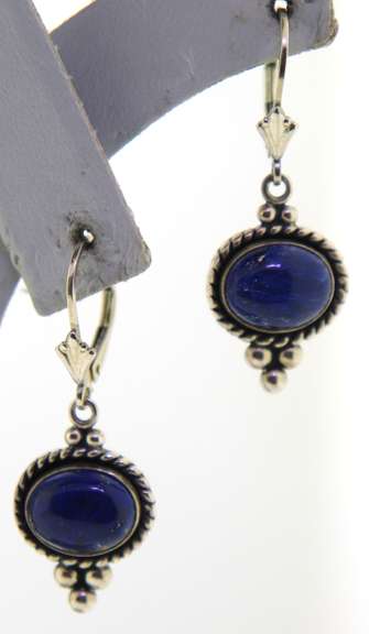 Sterling Silver Lapis Dangle Earrings