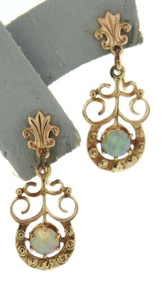 Vintage Opal Dangle Screw Back Earrings