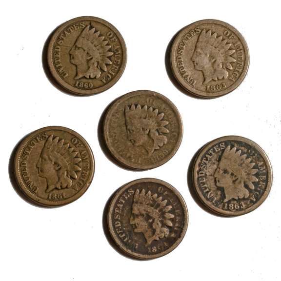 Run Of 1859-1863 Copper Nickel Indian Head Cents