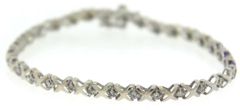 Elegant White Gold Diamond X Link Bracelet