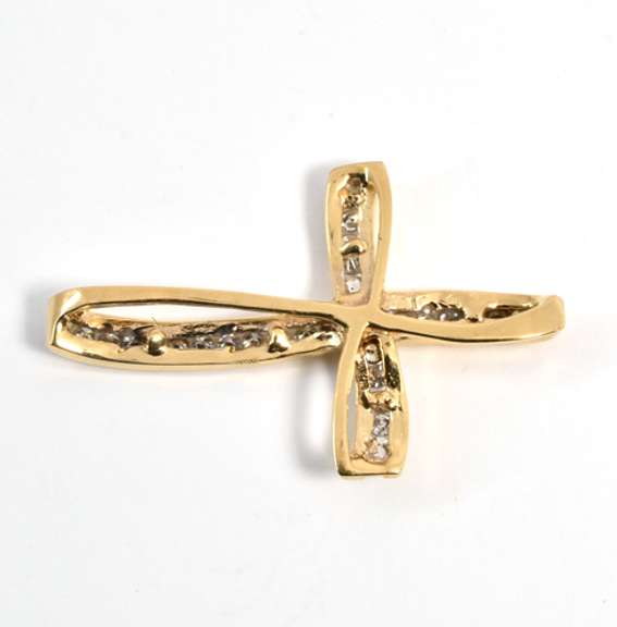 Sparkling Gold and CZ Cross  Pendant