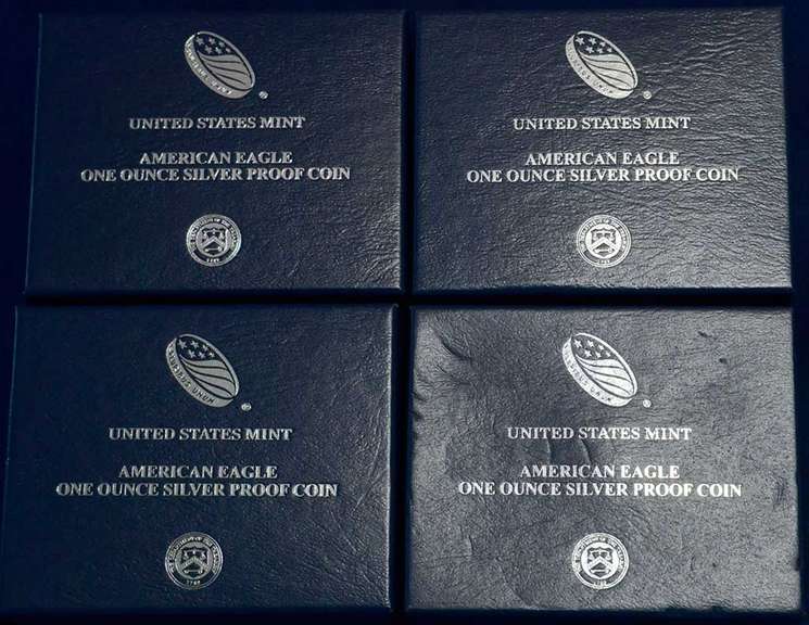 Lot of 4  Proof Silver Eagles 2015,2017,2018-2019 OGP