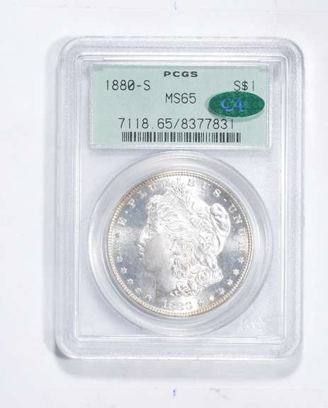 MS65 1880-S Morgan Silver Dollar - CAC - Graded PCGS