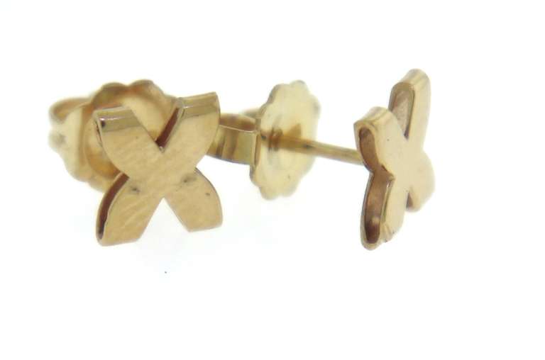 Fabulous Yellow Gold X Stud Earrings