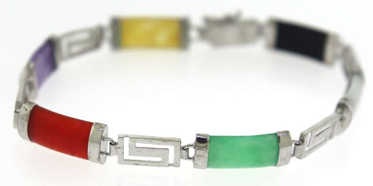Multi Color Gemstone Sterling Silver Bracelet