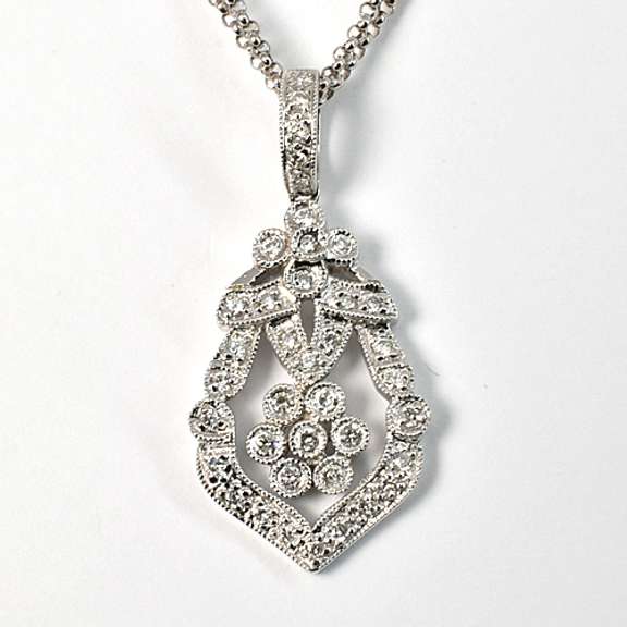 Sophisticated Diamond Pendant Necklace in 14K WG