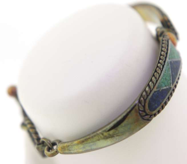 Sterling Silver Turquoise And Lapis Bracelet        Bracelet