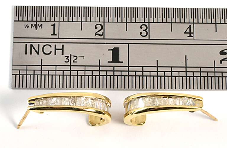 J Hoop Baguette Diamond Earrings