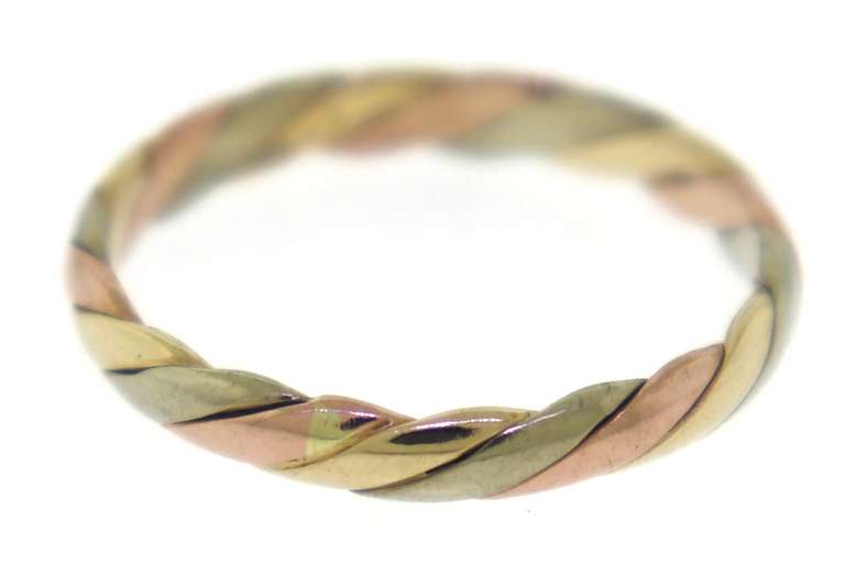 Simple 14kt Tri-Color Gold Twisted Band