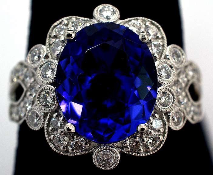 Platinum Tanzanite & Diamond Ring