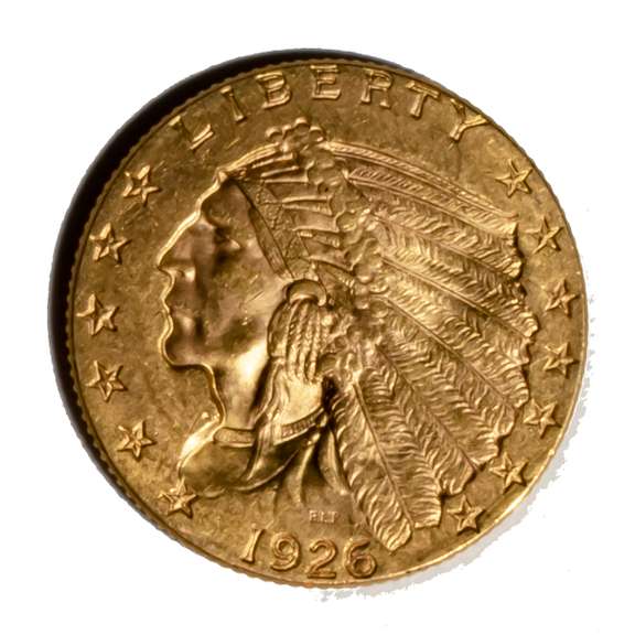 Bizarre Planchet 1926 BU $ 2 1/2 US Gold Quarter Eagle