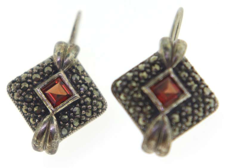 Sterling Silver Red Spinel Earrings