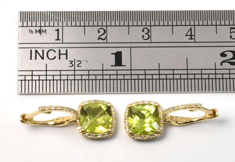 Gorgeous Peridot & Diamond Earrings in 14K YG