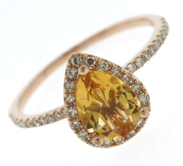 Stunning Citrine w Diamond Halo Ring