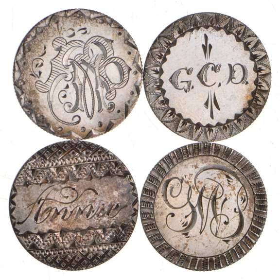 Lot (4) 1875-1888 Seated Liberty Dime - Love Tokens