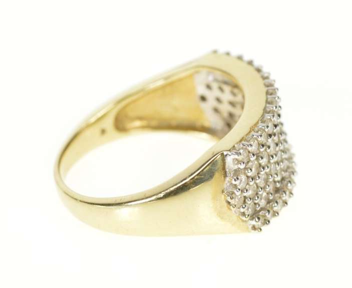 14K Yellow Gold Tiered Diamond Encrusted Pave Statement Band Ring