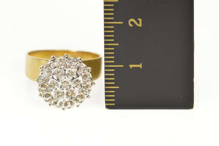 10K Yellow Gold Classic Raised Round Diamond Cocktail Ring