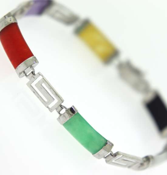 Multi Color Gemstone Sterling Silver Bracelet