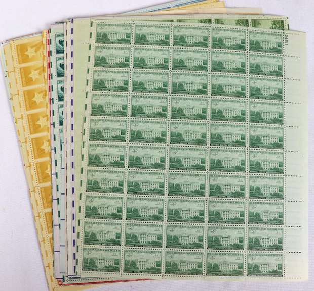 $75 Face Value In Mint Full Gum 3 Cent US Comm Sheets