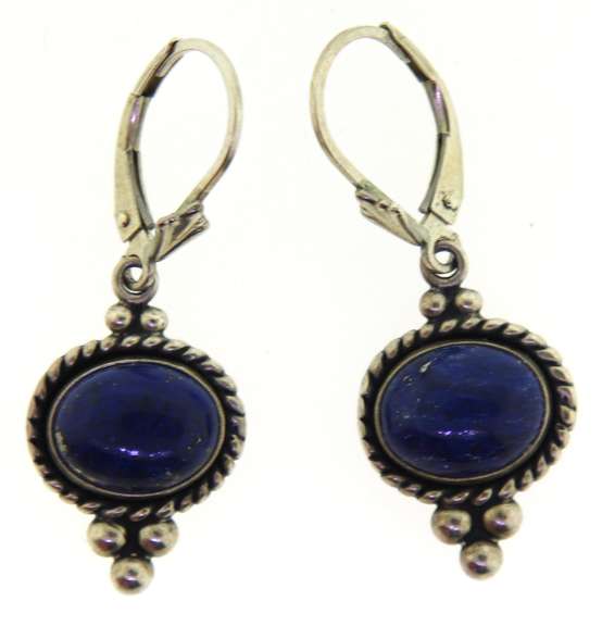 Sterling Silver Lapis Dangle Earrings