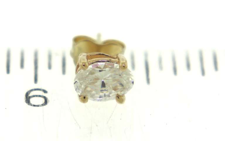 Elegant Oval Cubic Zirconia Yellow Gold Earrings