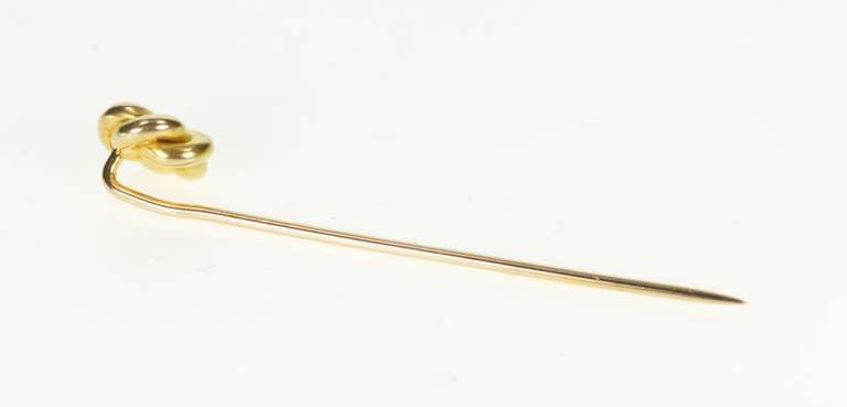 10K Yellow Gold Retro Puffy Knot Twist Spiral Stick Pin
