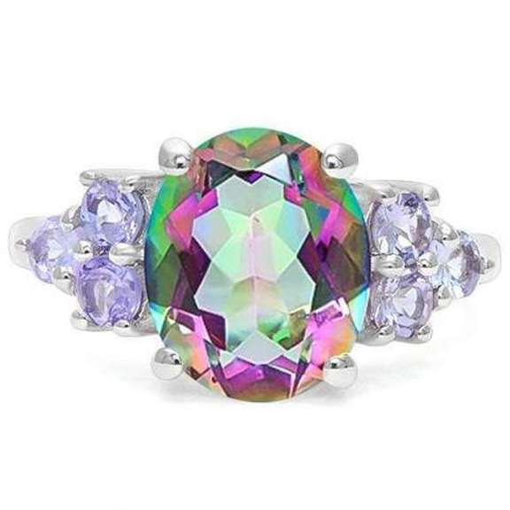 Mystic Gemstone and Tanzanite Ring