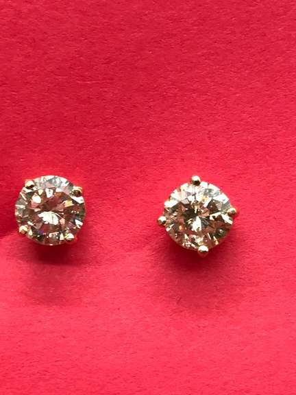 14k gold diamond studs 1.50 carat in total weight