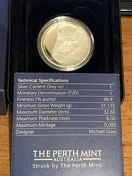 2014 Tuvalu American Buffalo 1oz .999 Silver High Relief Coin Perth Mint w/ box