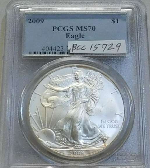 2009 Unc Silver Eagle PCGS MS-70