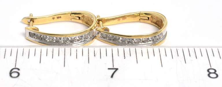 Diamond Elongated Hoop Earrings in 14KT Gold