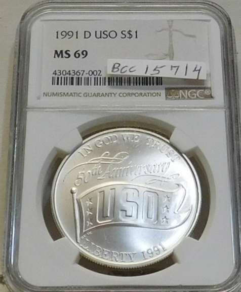 1991-D USO Sil Unc Dol NGC MS69