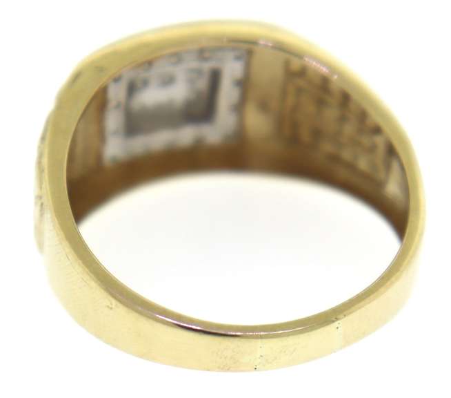 Gent's Pave Diamond Ring w Textured Shoulders