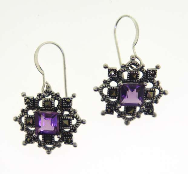 Sterling Silver Amethyst Drop Earrings