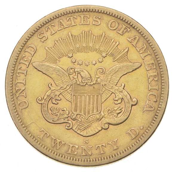 1865-S $20.00 Liberty Head Gold Double Eagle