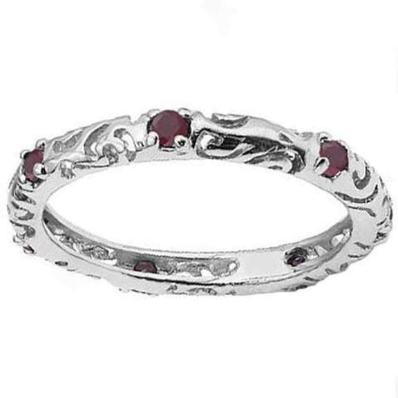Genuine Ruby 925 Sterling Silver Eternity RingSilver Ring