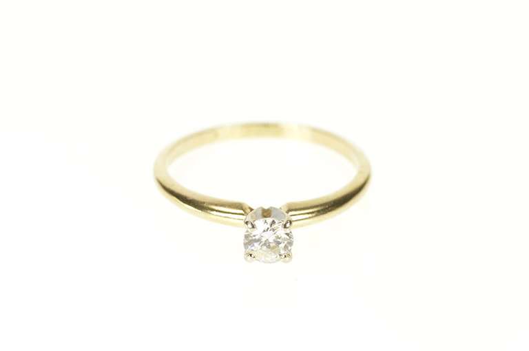 14K Yellow Gold 0.28 Ct Diamond Round Solitaire Engagement Ring