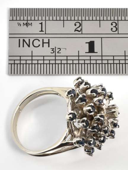 Vintage WG Starburst Sapphire Cluster Ring